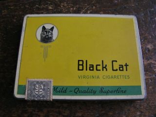 Vintage Black Cat Virginia Cigarette Tin Flat 50 Nr