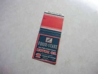 Vintage Four State Motor Oil Matchbook Cover Freedom Oil Co.  Pennsylvania Pa.