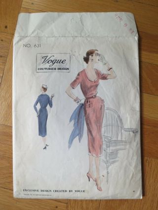 Vogue Couturier Design 631 Vintage 1952 jacket dress Pattern Sz 16 Bust 34 50s 2