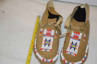 Northern Plains Crow Indian Native American Beaded Moccasins Parfleche Sole 3