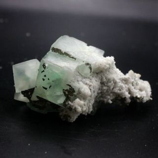 213g Rare Natural Clear Fluorite Specimen From Hunan Pyrite Mineral Calcite P120