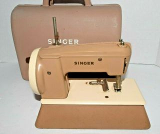 Vintage Singer Children Sewing Machine All Metal Tan Small Great Britain