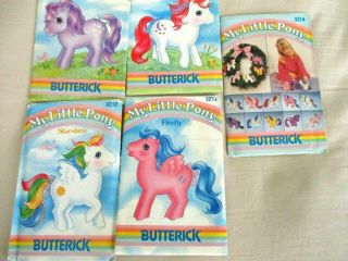 5 Butterick " My Little Pony " Stuffed Sewing Patterns Horses Unicorn - Uncut 1985