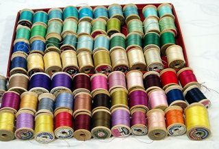 73 Vintage Wooden Spools Of Thread From Coats & Clark