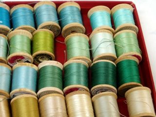 73 Vintage Wooden Spools of Thread From Coats & Clark 4