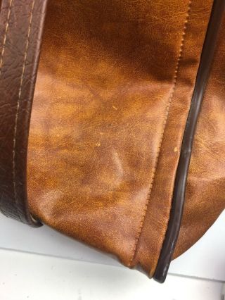 Vintage SINGER Sewing Machine Travel Vinyl Carry Case Storage Bag Brown Leather 2
