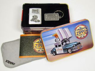 1998 Zippo Saratoga Car Cigarette Lighter Never Fired & Keychain Collector 
