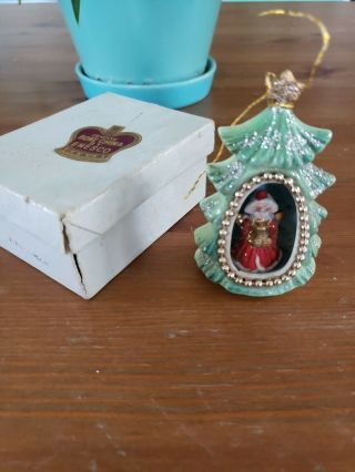 Vintage Mid Century Enesco Bone China Christmas Tree Angel Diorama Ornament