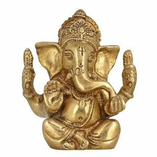 God Of Luck Seated Lord Ganesh Religious Gifts Brass Metal Statue Murti Art