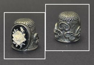 Pewter Cameo Rose Thimble