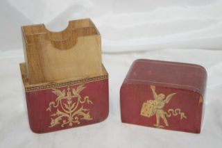 Vintage Sorrento Italian Marquetry Inlaid Wood Playing Card Box Case Holder