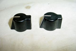 Two Vintage Radio Control Knobs Black Bakelite W/ Arrow 1/4 " Shafts
