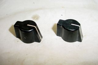 Two Vintage Radio Control Knobs Black Bakelite w/ arrow 1/4 
