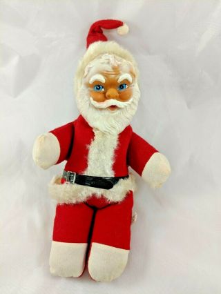 Vintage Santa Claus Plush Doll Rubber Face 12 " Japan Stuffed
