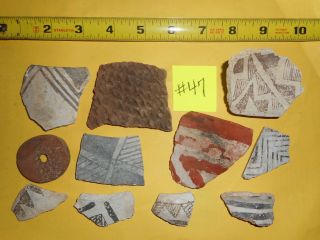 Anasazi Pottery Shards 47 Spindle Whorle - Part.  Ladle - Non - Smoking House - Usa Only