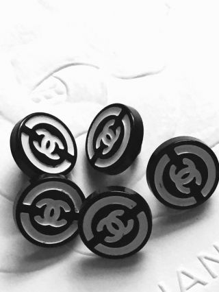 5 Black/white Acrylic Cc Logo Buttons For Dress/shirt,  Size 1/2 " (13 Mm)