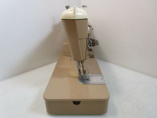 Vintage Creme/Brown Singer Electric Sewing Machine With Case & Foot Pedal 7