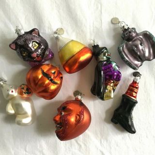 12 Halloween Pumpkin Glass Ornaments 1 1/2 " Diameter :