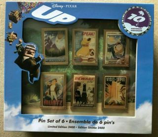 Disney Pixar Up 10th Anniversary Pin Set 6 Poster Pins Limited Edition 2019 Nip
