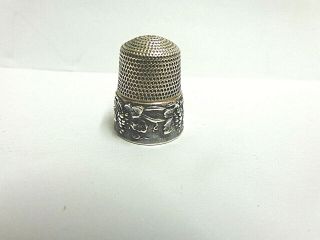 Sterling Silver Thimble Grape& Leaf Design Sz 11 Wgt 7 Grams Initials Pbl