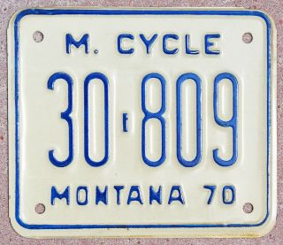 1970 Montana Motorcycle License Plate 30 - 809