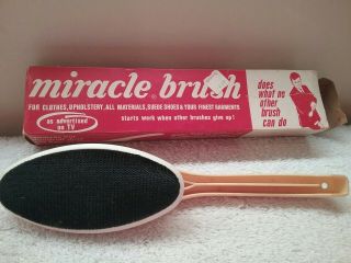 Vintage Miracle Brush Clothes Black Lint Remover In Red And White Box