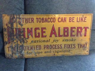 Vintage Rare 1920s Prince Albert No.  3 Metal Embossed Tobacco Sign