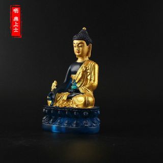 Exquisite Tibetan Buddhism Hand painting resin Gilt statue Medicine Buddha YR72 2