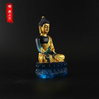 Exquisite Tibetan Buddhism Hand painting resin Gilt statue Medicine Buddha YR72 3