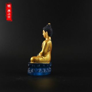 Exquisite Tibetan Buddhism Hand painting resin Gilt statue Medicine Buddha YR72 4