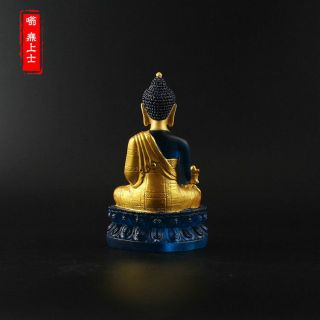 Exquisite Tibetan Buddhism Hand painting resin Gilt statue Medicine Buddha YR72 5