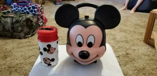 Disney Aladdin Mickey Mouse Head Lunch Box With Thermos