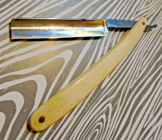 Vintage (rare) Celluloid Scales Straight Razor 5 1/4 " Blade Schiffbauer,  Germany