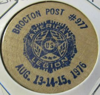 1976 American Legion Post 977 Brocton,  Ny Wooden Nickel - Token York