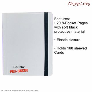 Ultra - Pro 4 Pocket White Pro - Binder With 20 Trading Card Pages To Hold 160 Cards