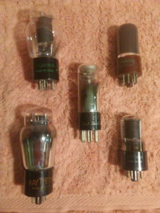 5 Assorted Antique Vintage Vacuum Tubes -