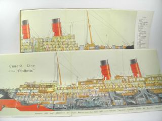 antique Aquitania Cunard Line printed booklet brochure deck plans 5