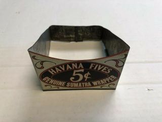 Antique Vintage Havana Fives Cigar Store Tin Display Old Tobacco Shop Cigarette