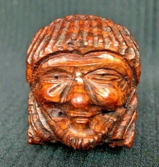 Vintage Hand Carved Face Imported Briar Wood Tobacco Smoking Pipe Italy