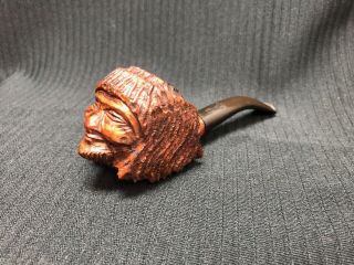 Vintage Hand Carved Face IMPORTED BRIAR WOOD Tobacco Smoking Pipe Italy 2