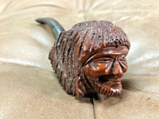 Vintage Hand Carved Face IMPORTED BRIAR WOOD Tobacco Smoking Pipe Italy 7