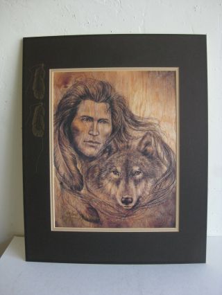 Vtg Donna Jacobson Native American Signed Art Lithograph Print Painting On Mat