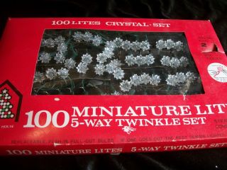 Plastic Star Reflector 100 Miniature 5 Way Twinkle Light Set Vtg Christmas House