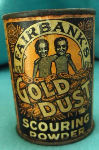 Gold Dust Twins Scouring Powder Sample Tin.  Black Americana