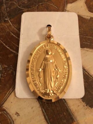 Antique Vintage French Sterling Gilded Medal Virgin Mary Sacred Heart Pendant