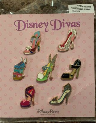 Wdw Disney Divas Heels Shoe 2014 Mini Pin Set 102366 Mulan Elsa Anna Tinker Bell