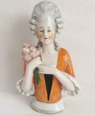 Rare Stunning Ex Large Antique Porcelain Pin Cushion Doll Georgian Lady German