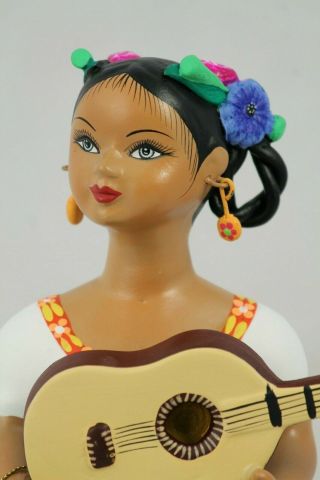 Lupita Najaco Ceramic Doll/Figurine Guitar Mexican Folk Art Collectible Mustard 2