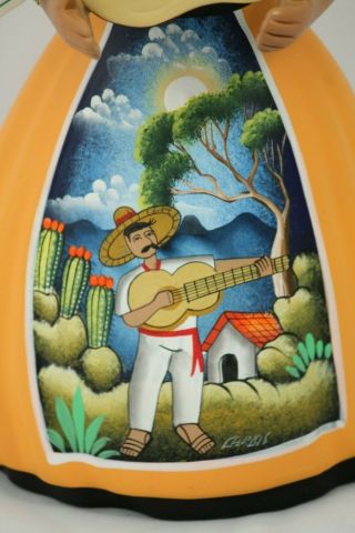 Lupita Najaco Ceramic Doll/Figurine Guitar Mexican Folk Art Collectible Mustard 3