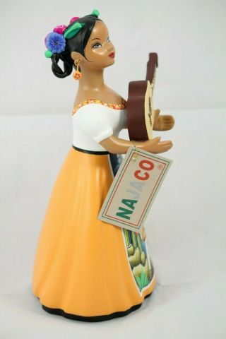 Lupita Najaco Ceramic Doll/Figurine Guitar Mexican Folk Art Collectible Mustard 4